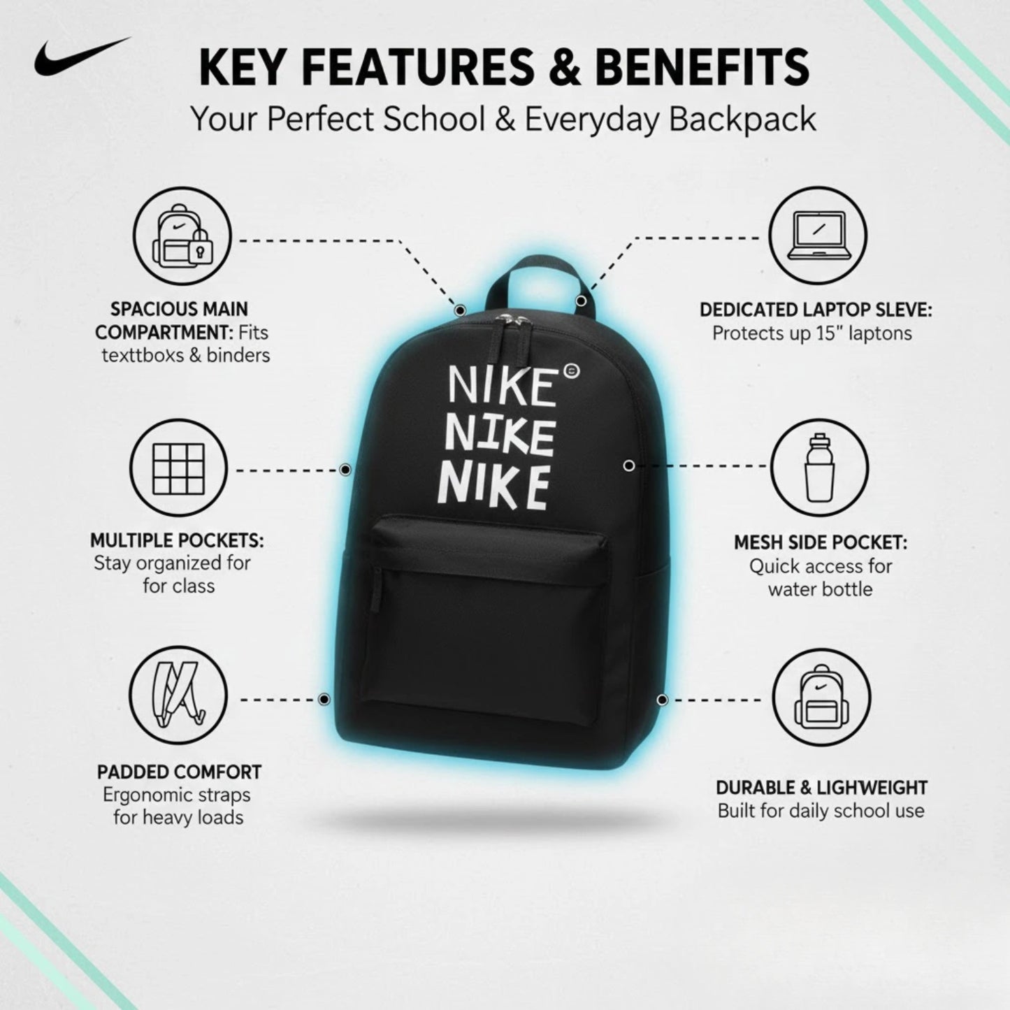 NIKE Official Unisex School & Sports Backpack